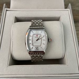 Michele Releve Diamond Bracelet Watch with Mother of Pearl Face